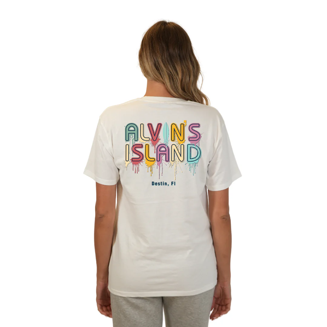 Destin Combed Cotton Women T-Shirt with a Alvin's island  Drip  Painting Design Style CC1000 - Image 10