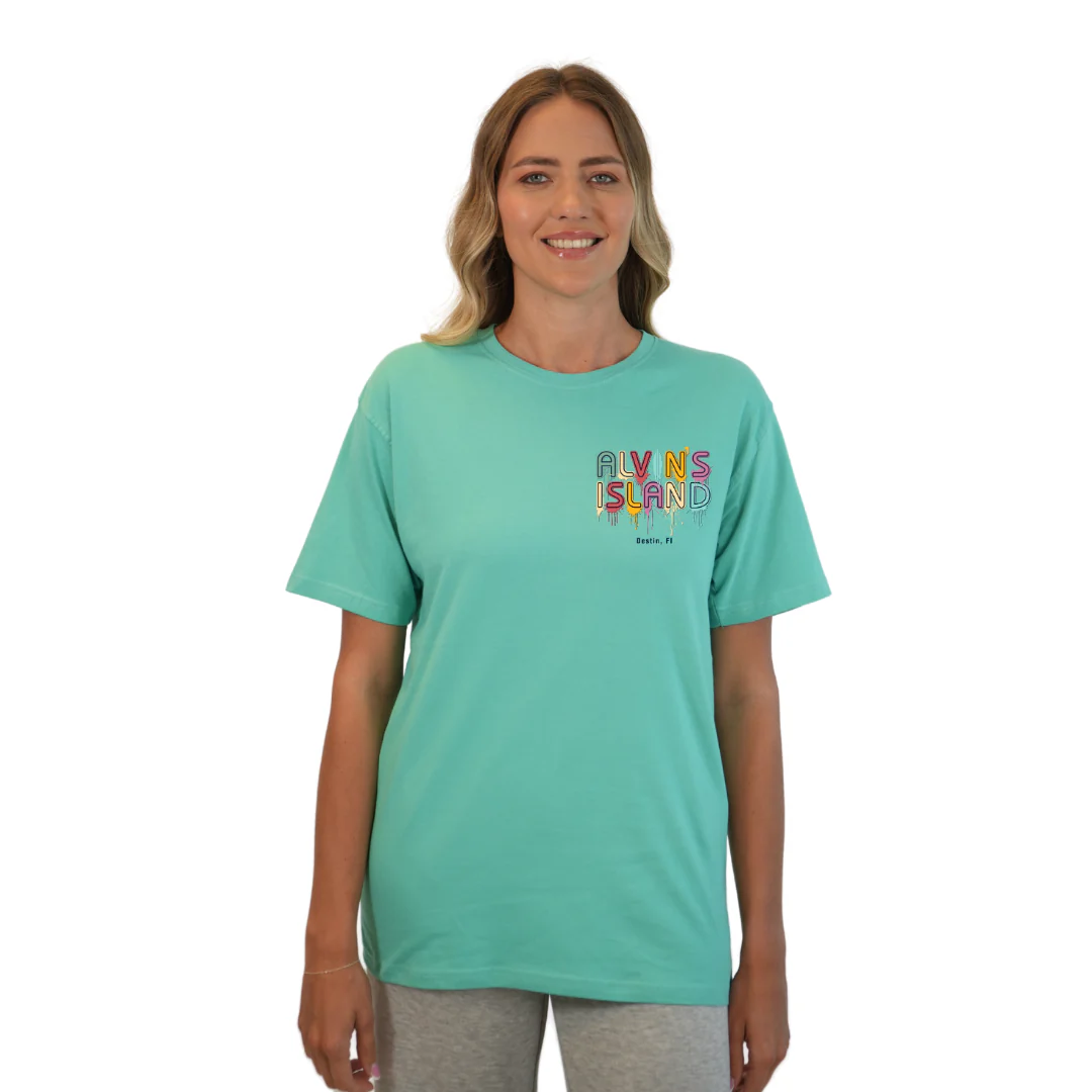 Destin Combed Cotton Women T-Shirt with a Alvin's island  Drip  Painting Design Style CC1000 - Image 11