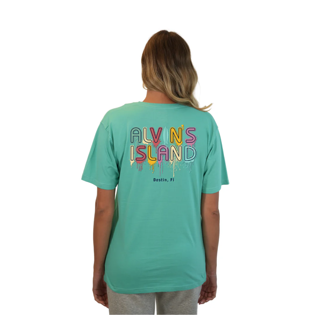 Destin Combed Cotton Women T-Shirt with a Alvin's island  Drip  Painting Design Style CC1000 - Image 12