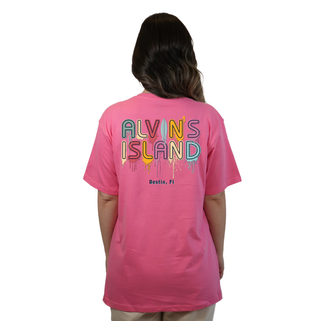 Destin Combed Cotton Women T-Shirt with a Alvin's island  Drip  Painting Design Style CC1000 - Image 2
