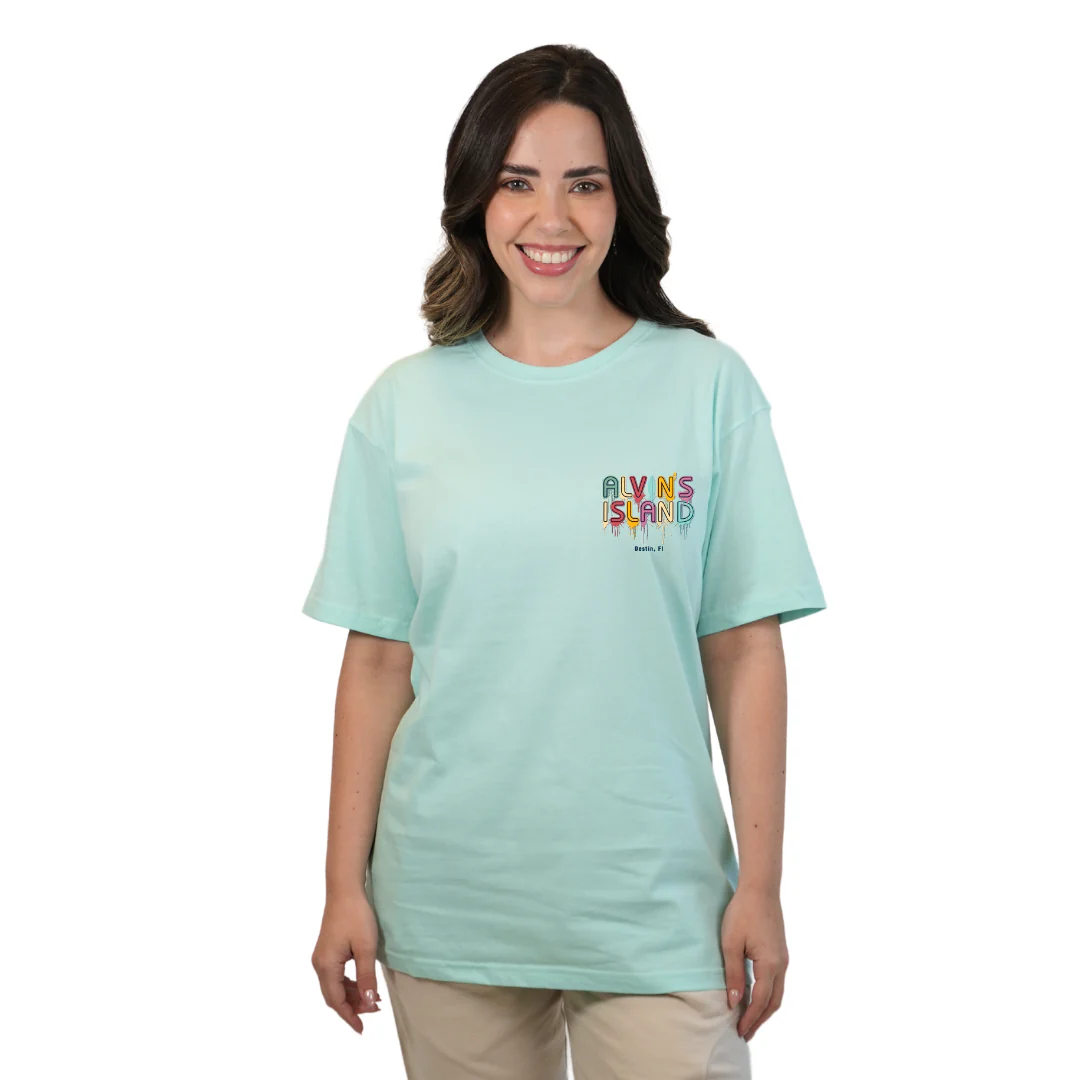 Destin Combed Cotton Women T-Shirt with a Alvin's island  Drip  Painting Design Style CC1000 - Image 3