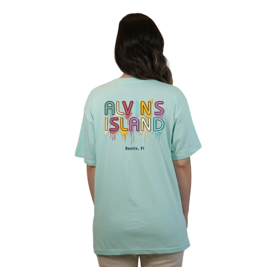 Destin Combed Cotton Women T-Shirt with a Alvin's island  Drip  Painting Design Style CC1000 - Image 4