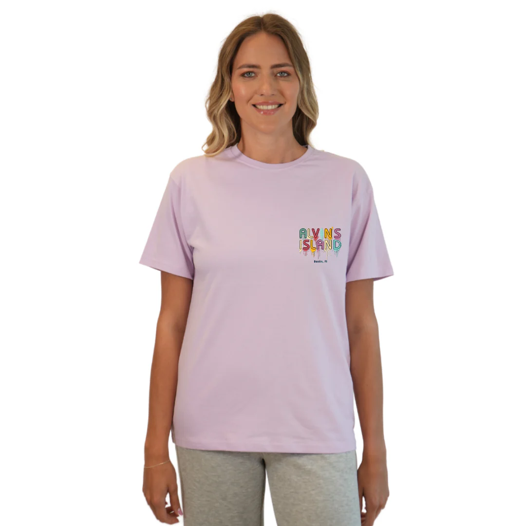 Destin Combed Cotton Women T-Shirt with a Alvin's island  Drip  Painting Design Style CC1000 - Image 5