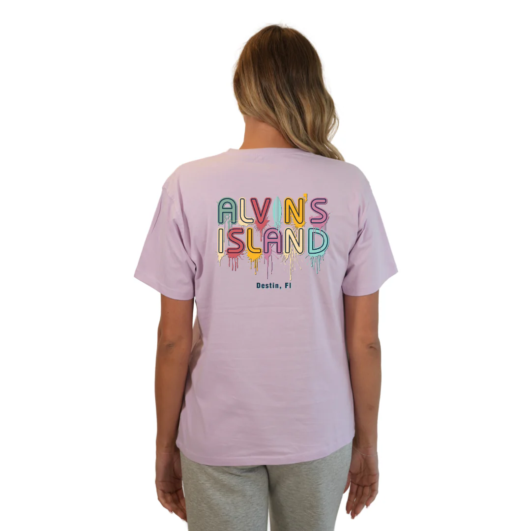 Destin Combed Cotton Women T-Shirt with a Alvin's island  Drip  Painting Design Style CC1000 - Image 6