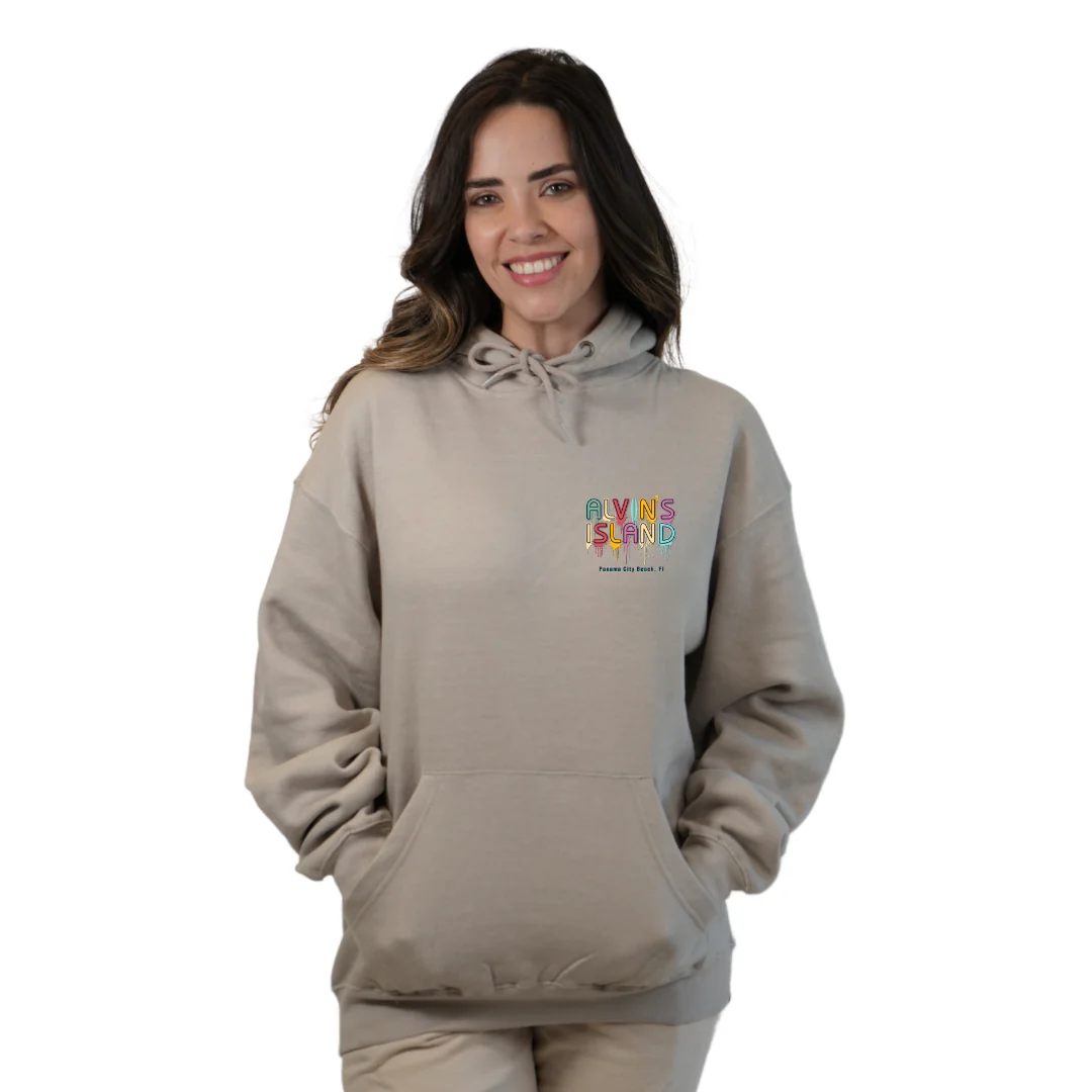 Panama City Florida Pullover Hoodie Women with Alvin's Island Drip Panting front and back Design Style 252 - Image 7