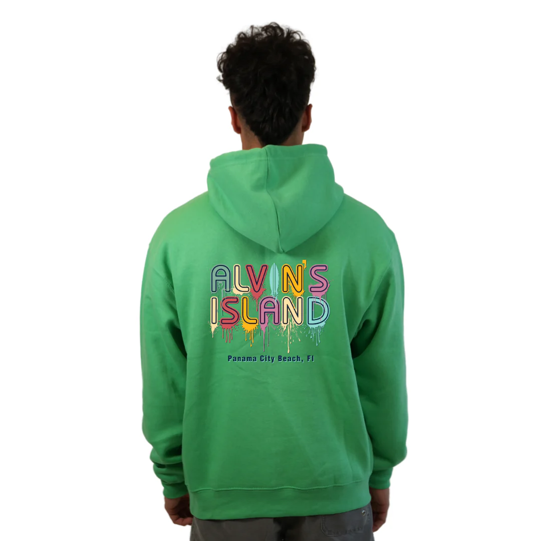 Panama City Pullover Hoodie Men with a Alvin's island  Drip  Painting Design Style 252 - Image 12