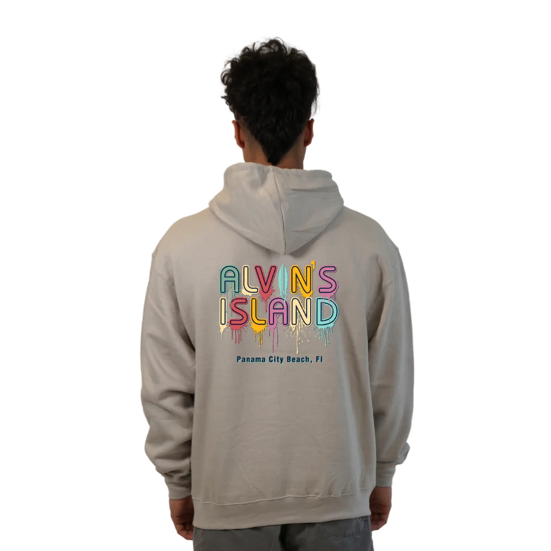 Panama City Pullover Hoodie Men with a Alvin's island  Drip  Painting Design Style 252 - Image 2