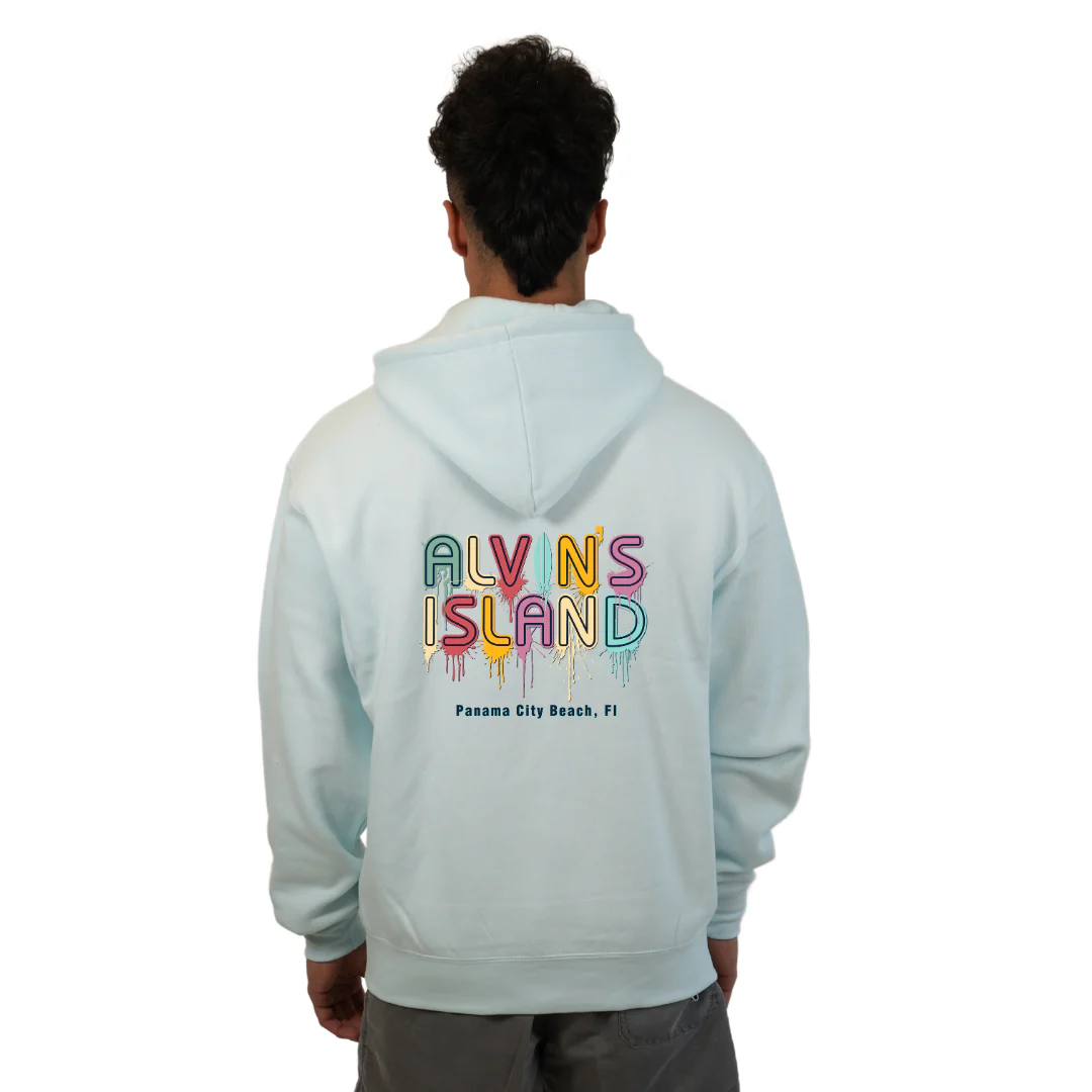 Panama City Pullover Hoodie Men with a Alvin's island  Drip  Painting Design Style 252 - Image 4