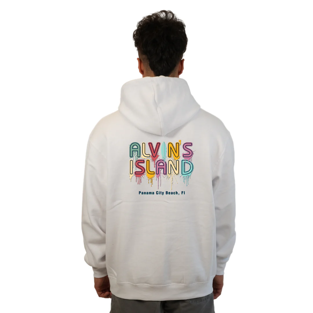 Panama City Pullover Hoodie Men with a Alvin's island  Drip  Painting Design Style 252 - Image 6