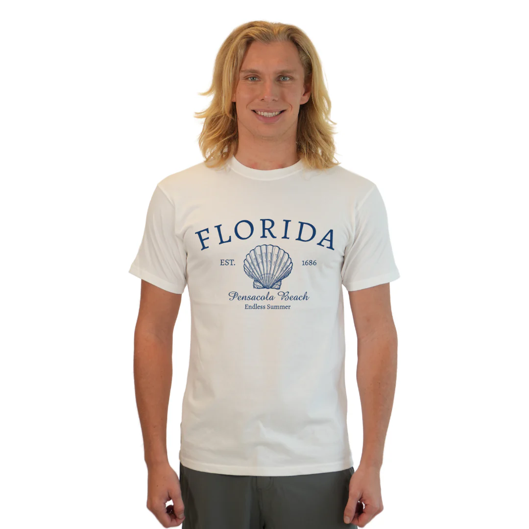 Pensacola Beach Combed Cotton Men T-Shirt with a Front Florida Shell Endless SummerDesign Style CC1000 - Image 11