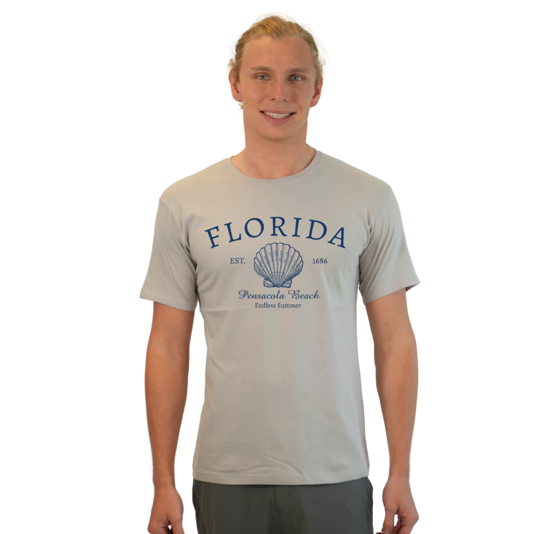 Pensacola Beach Combed Cotton Men T-Shirt with a Front Florida Shell Endless SummerDesign Style CC1000 - Image 9