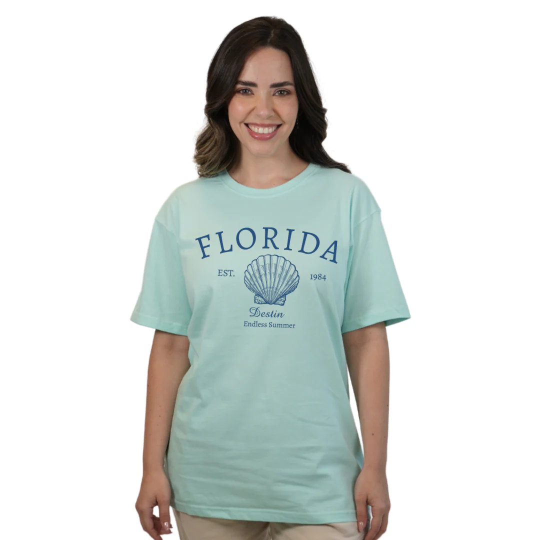 Destin Combed Cotton Women T-Shirt with a Front Florida Shell Endless Summer Design Style CC1000 - Image 3