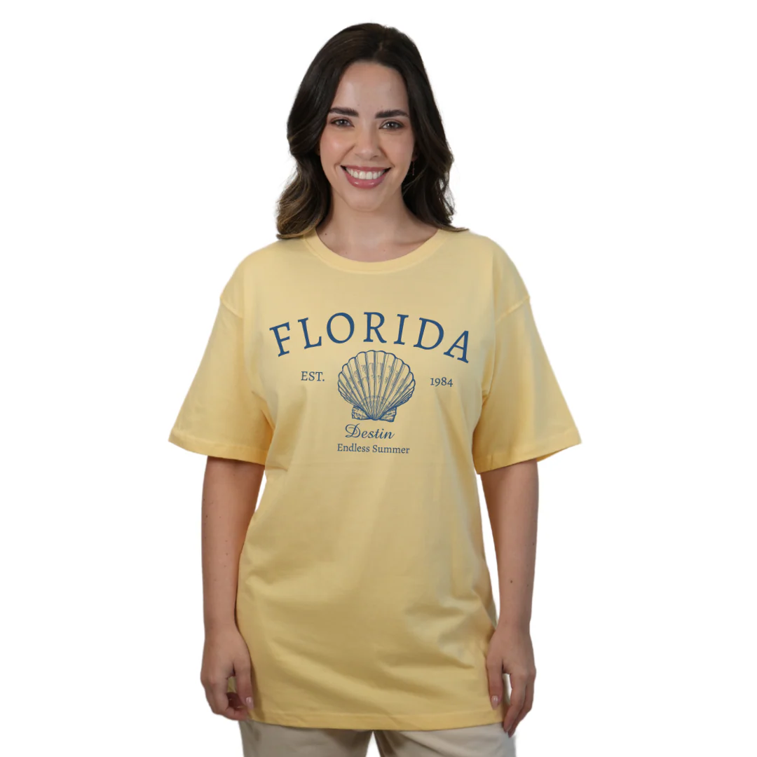 Destin Combed Cotton Women T-Shirt with a Front Florida Shell Endless Summer Design Style CC1000 - Image 5