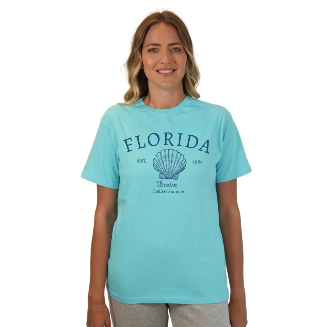 Destin Combed Cotton Women T-Shirt with a Front Florida Shell Endless Summer Design Style CC1000 - Image 8
