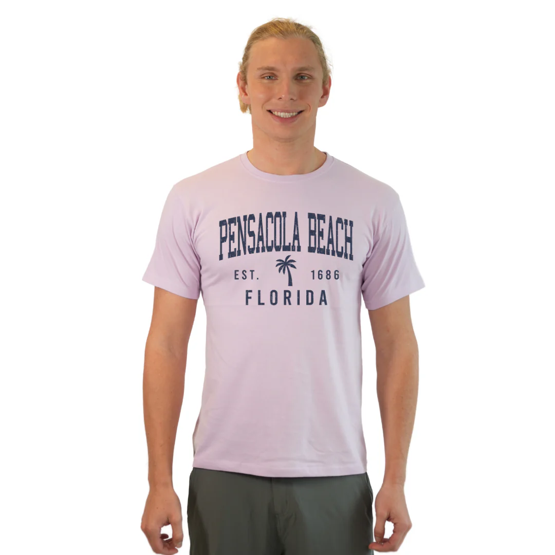 Pensacola Beach Combed Cotton Men T-Shirt with a Front Palm Tree Design Est. 1984 Style CC1000 - Image 10