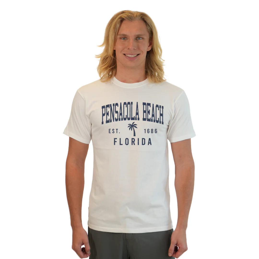 Pensacola Beach Combed Cotton Men T-Shirt with a Front Palm Tree Design Est. 1984 Style CC1000 - Image 11