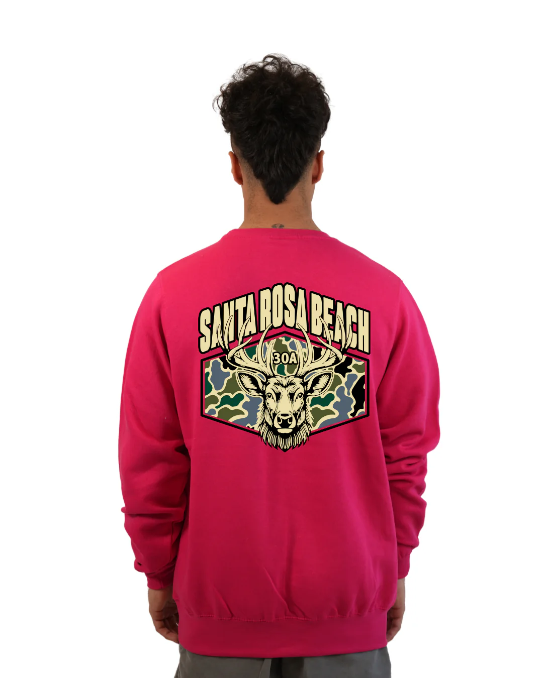 Santa Rosa Beach Deer Men Crewneck – Camouflage Edition - Image 10