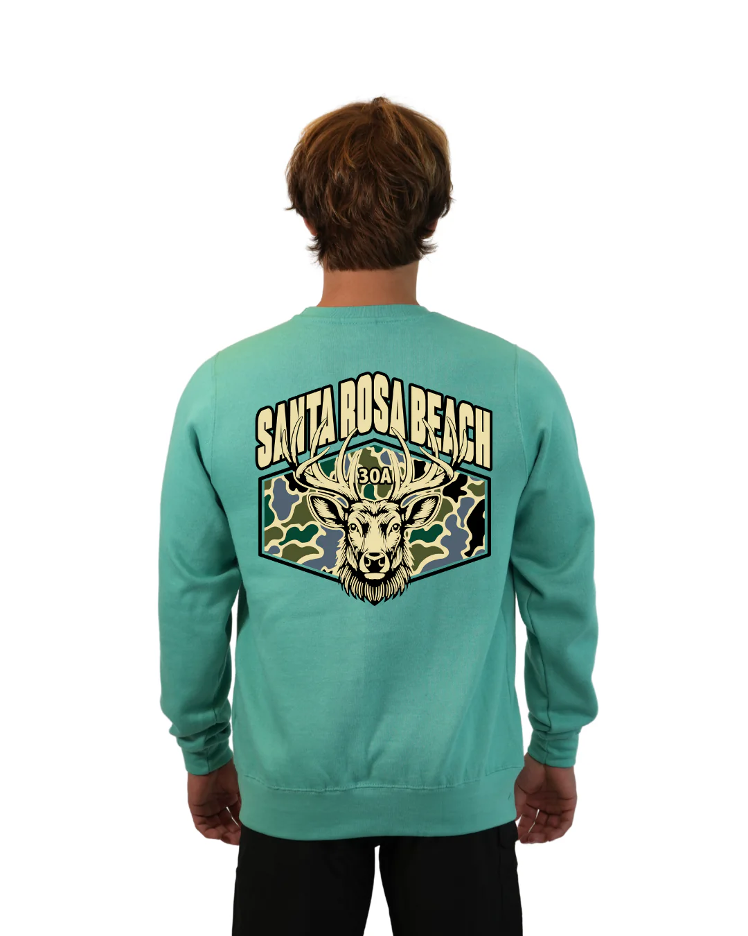 Santa Rosa Beach Deer Men Crewneck – Camouflage Edition - Image 9