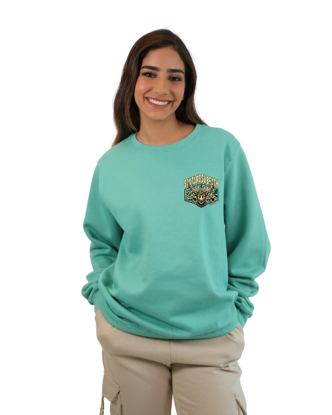 Santa Rosa Beach Deer Women Crewneck β Camouflage Edition - Image 3