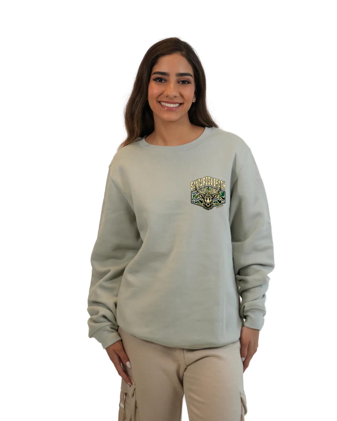 Santa Rosa Beach Deer Women Crewneck β Camouflage Edition - Image 4