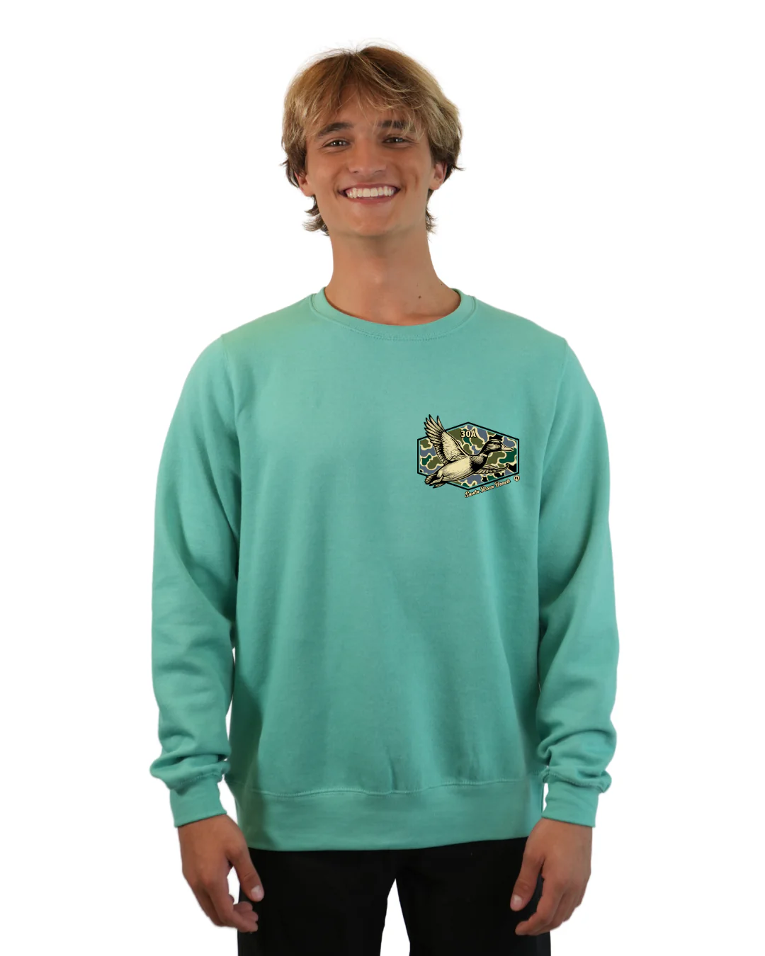 Santa Rosa Beack Duck Men Crewneck – Camouflage Edition - Image 2