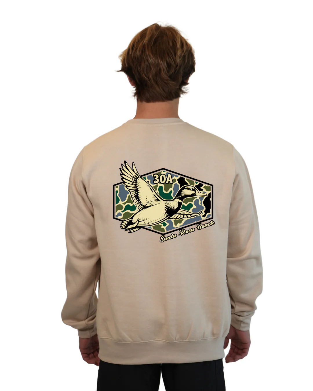 Santa Rosa Beack Duck Men Crewneck – Camouflage Edition - Image 6