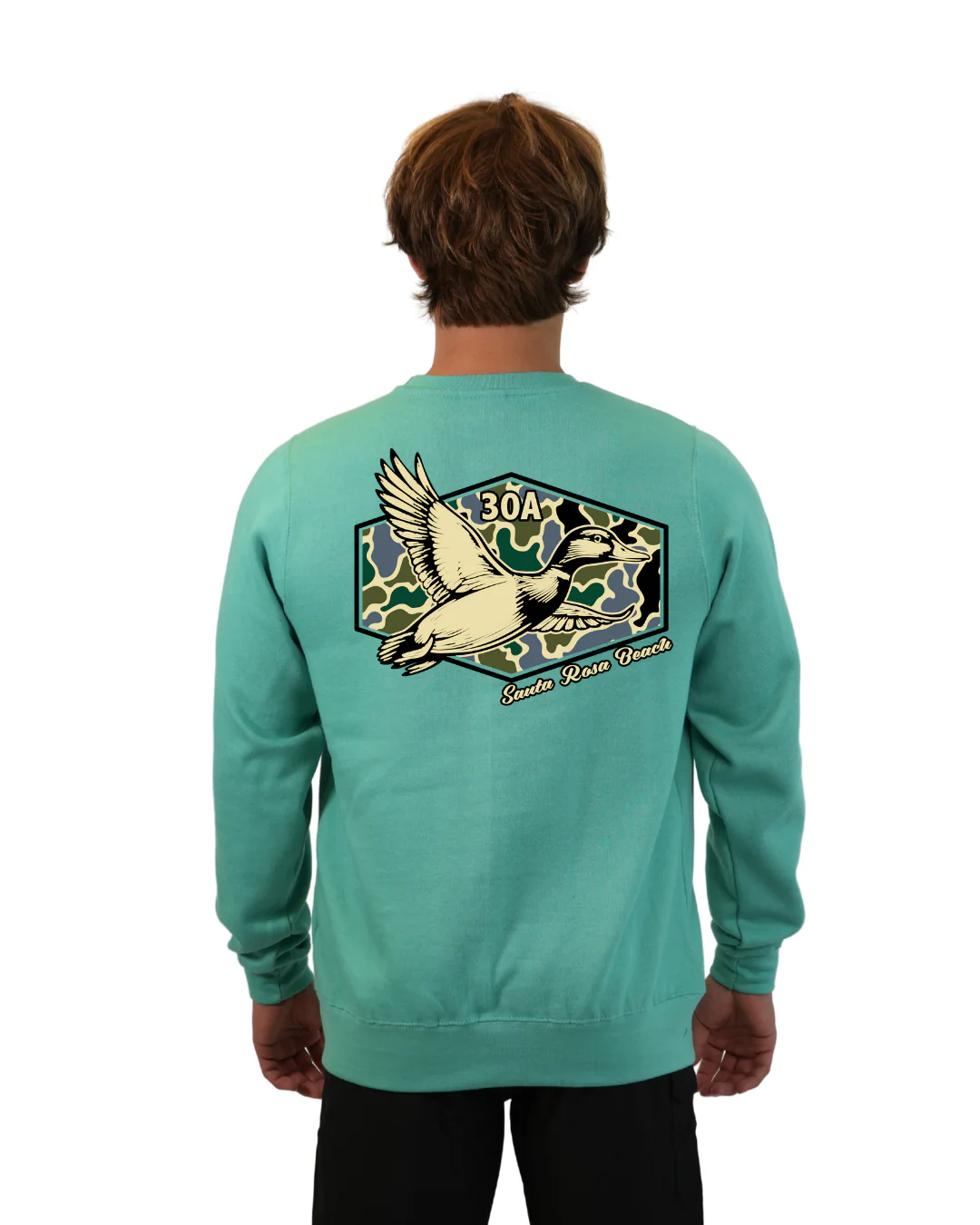 Santa Rosa Beack Duck Men Crewneck – Camouflage Edition - Image 7