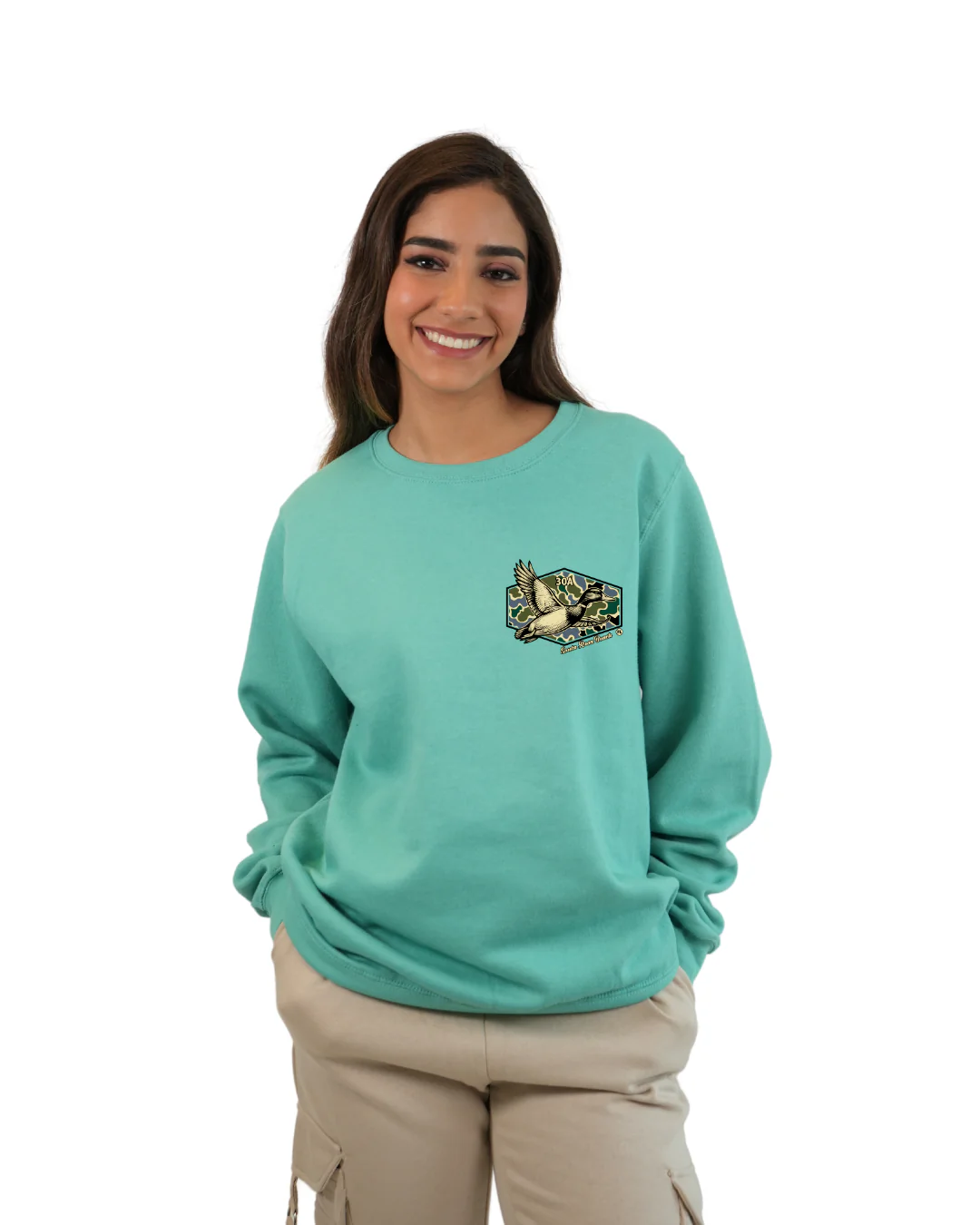 Santa Rosa Beach Duck Women Crewneck – Camouflage Edition