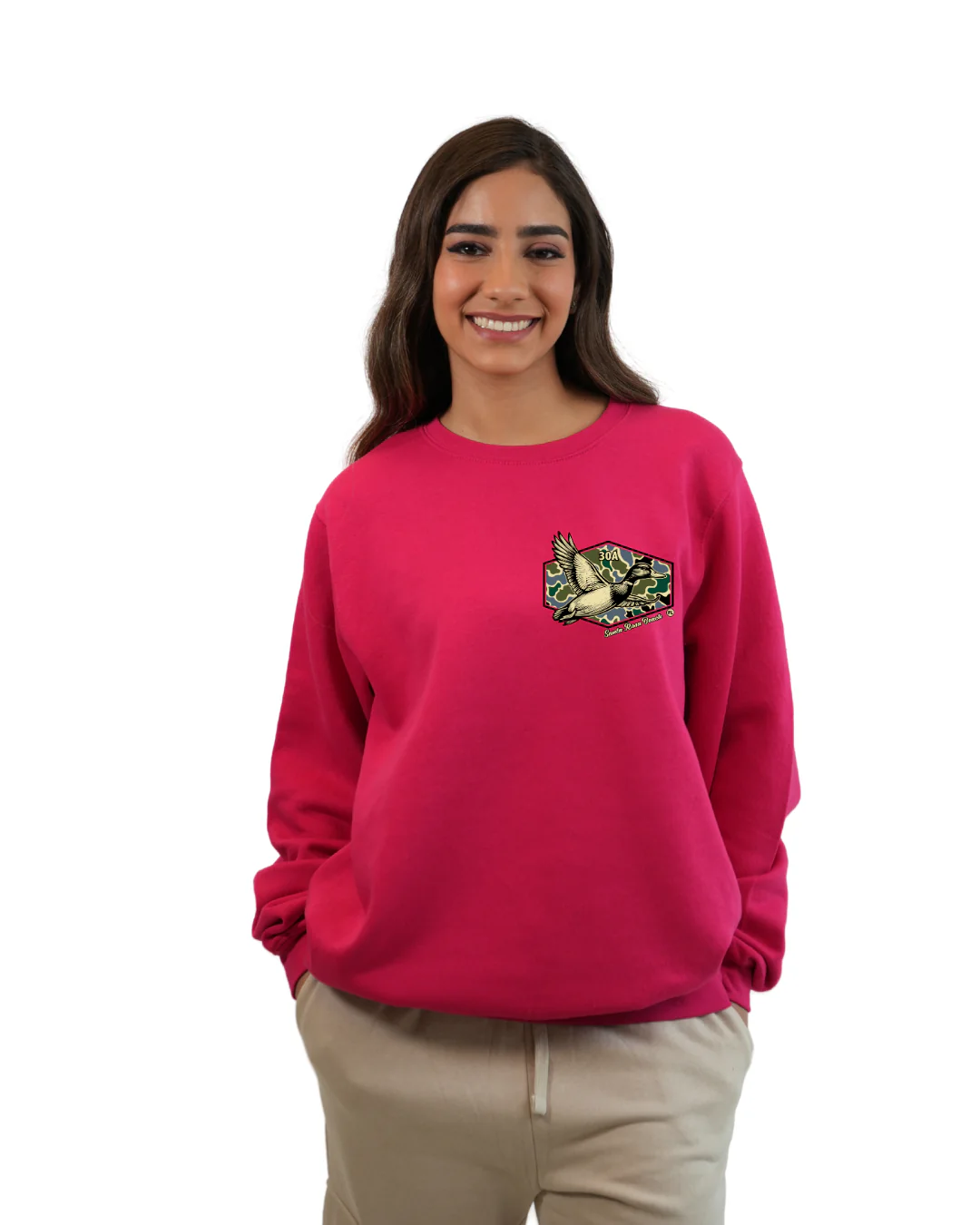 Santa Rosa Beach Duck Women Crewneck – Camouflage Edition - Image 4