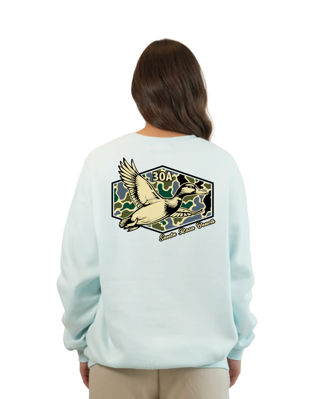 Santa Rosa Beach Duck Women Crewneck – Camouflage Edition - Image 9