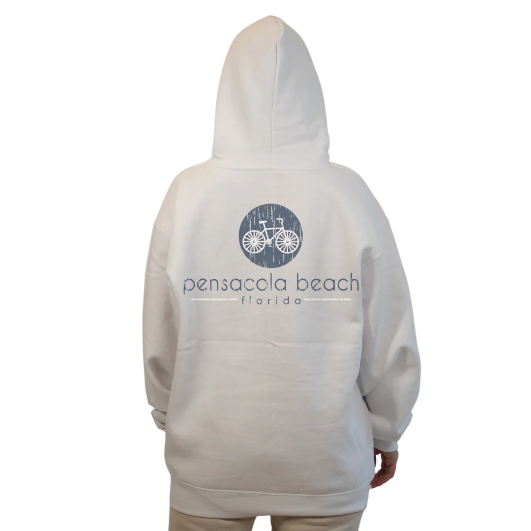 Pensacola Beach front bycicle pocket design and back big Bycicle Design Pullover Hoodie Women Style 252 - Image 4