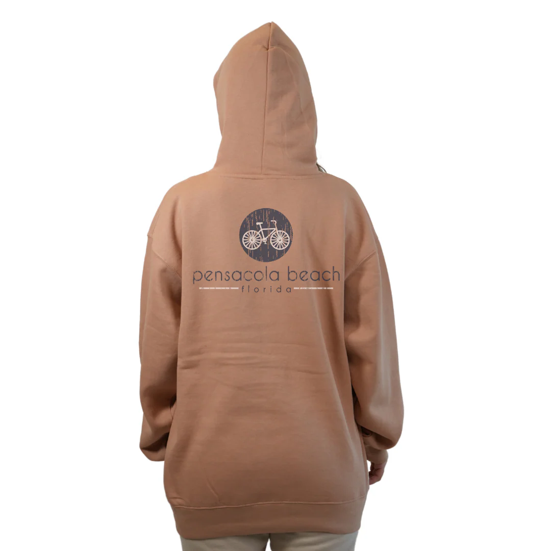 Pensacola Beach front bycicle pocket design and back big Bycicle Design Pullover Hoodie Women Style 252 - Image 5