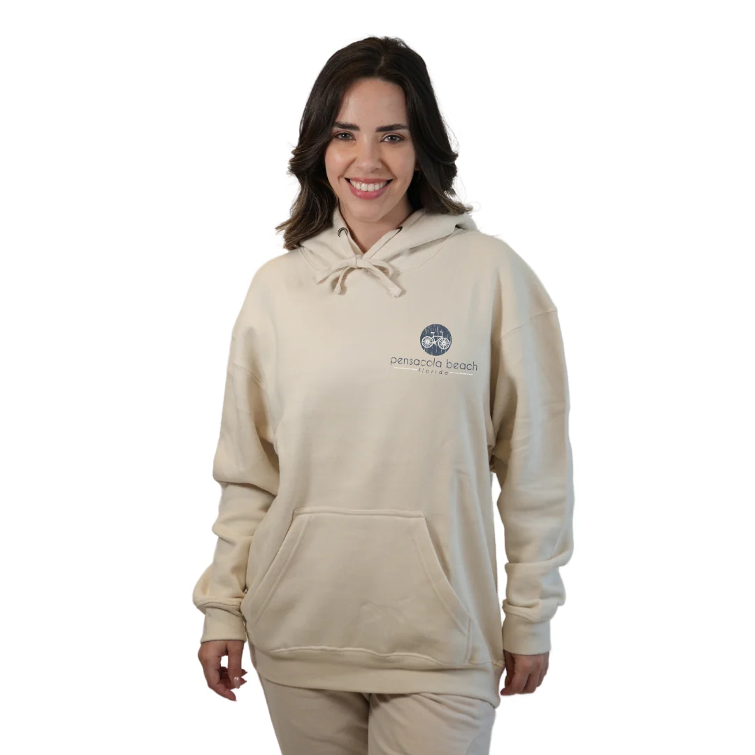 Pensacola Beach front bycicle pocket design and back big Bycicle Design Pullover Hoodie Women Style 252 - Image 6