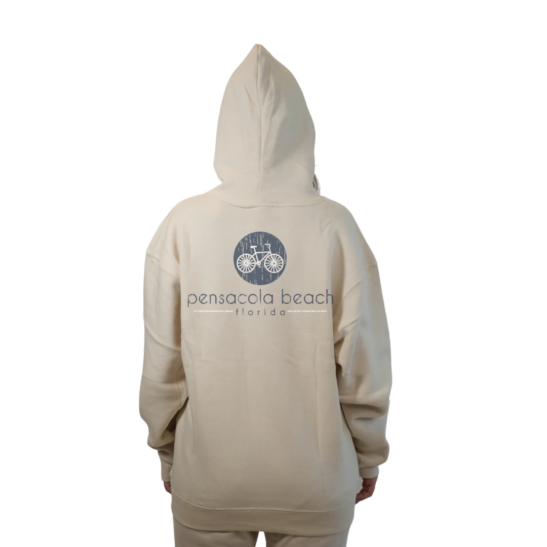 Pensacola Beach front bycicle pocket design and back big Bycicle Design Pullover Hoodie Women Style 252 - Image 7