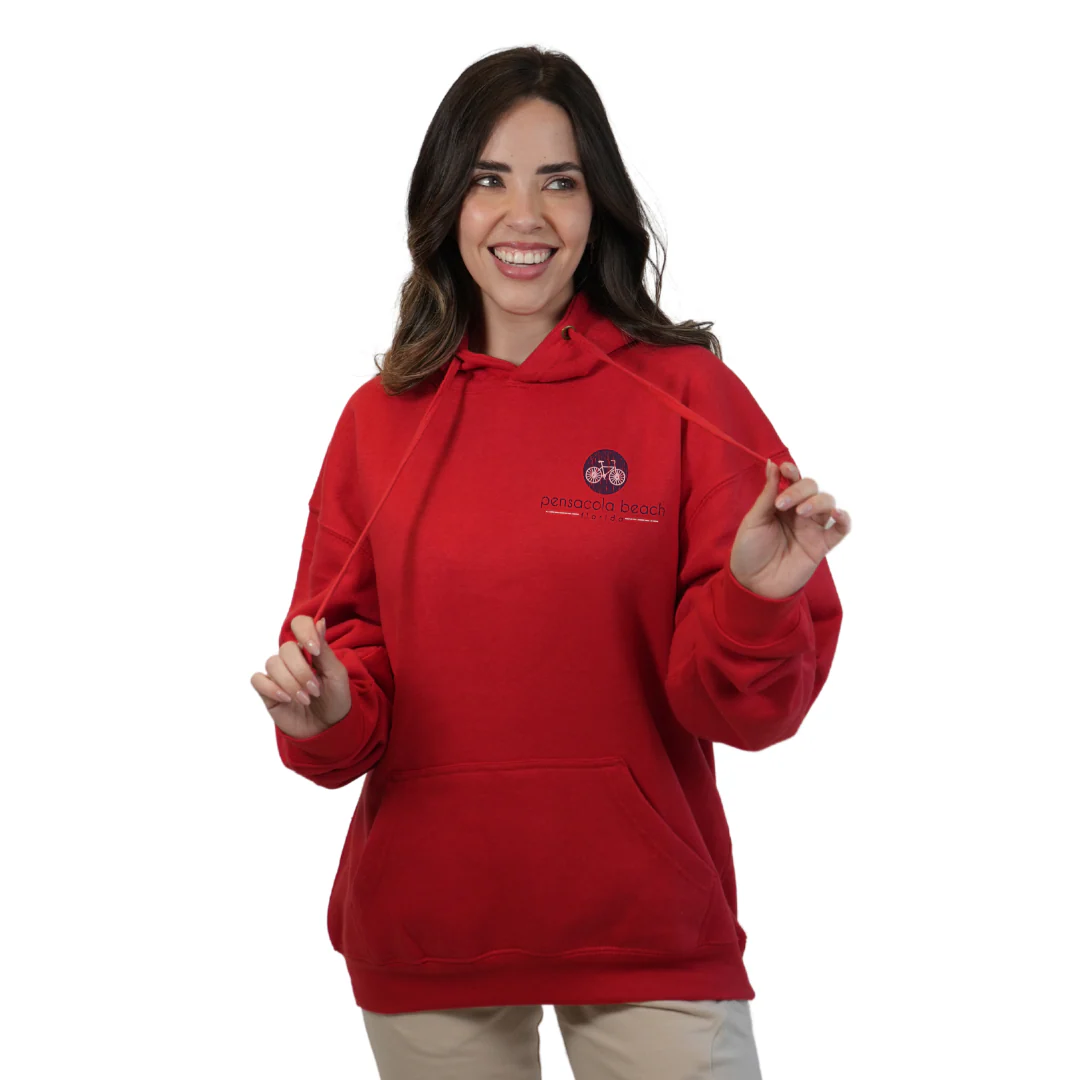Pensacola Beach front bycicle pocket design and back big Bycicle Design Pullover Hoodie Women Style 252 - Image 9