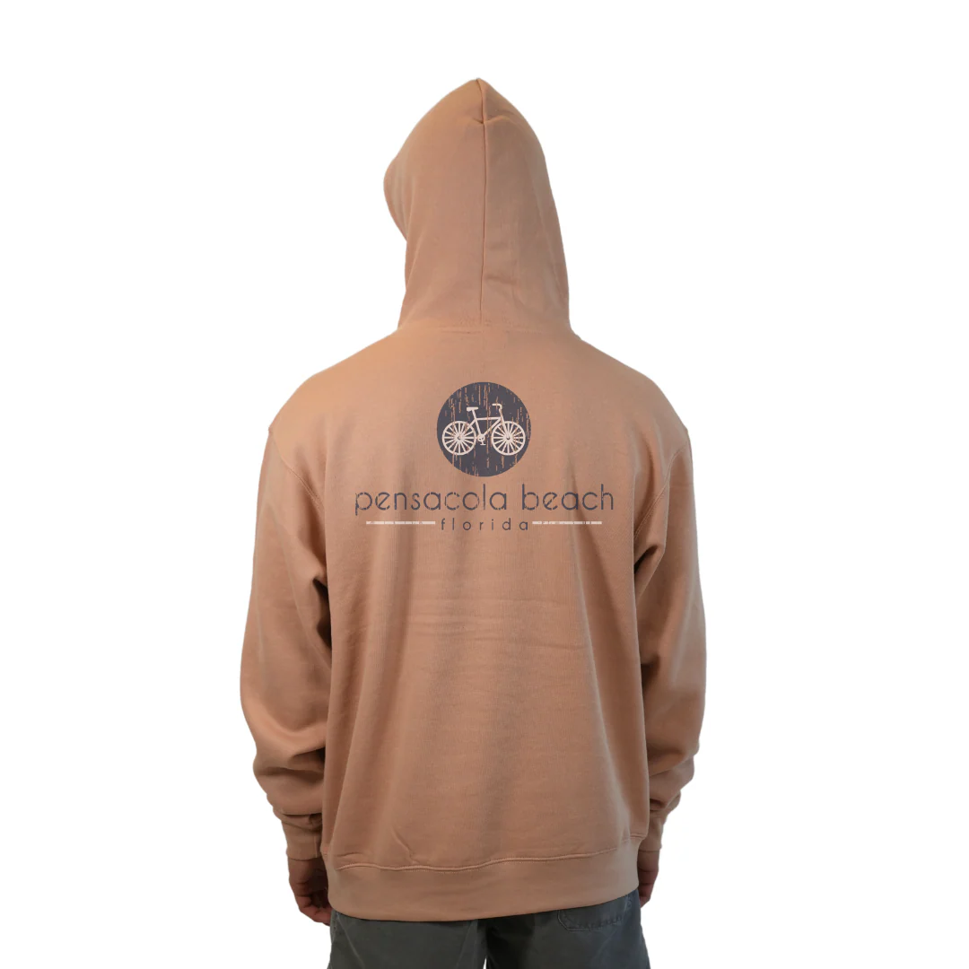 Pensacola Beach front bycicle pocket design and back big Bycicle Design Pullover Hoodie Men Style 252 - Image 4