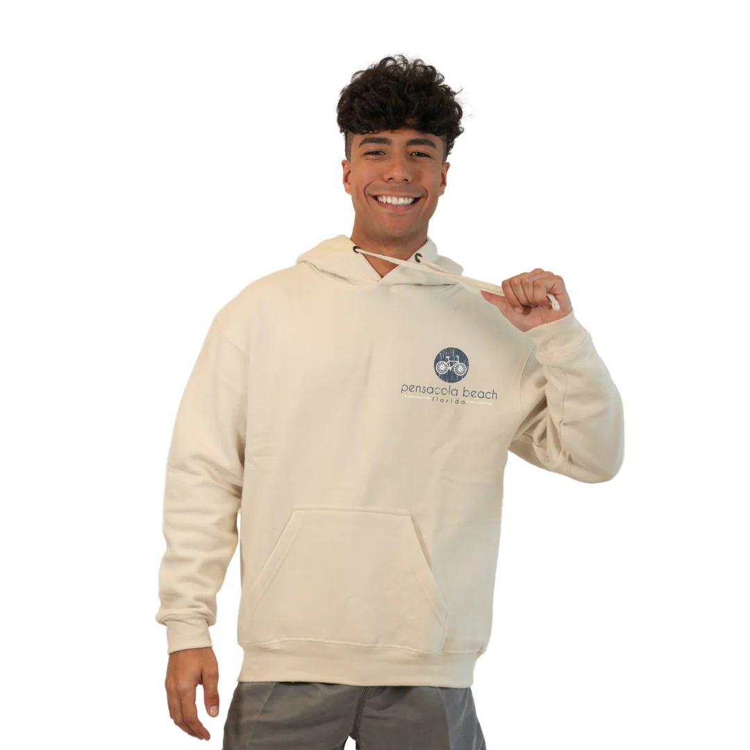 Pensacola Beach front bycicle pocket design and back big Bycicle Design Pullover Hoodie Men Style 252 - Image 5