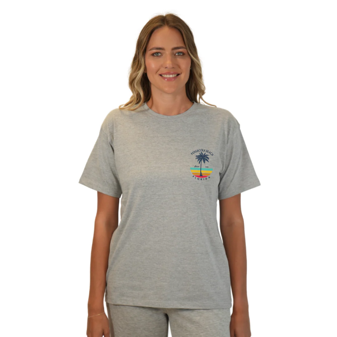 Pensacola Beach  Palm Tree/ Stripes Combed/Cotton Women T-Shirt Style Cc1000 - Image 12