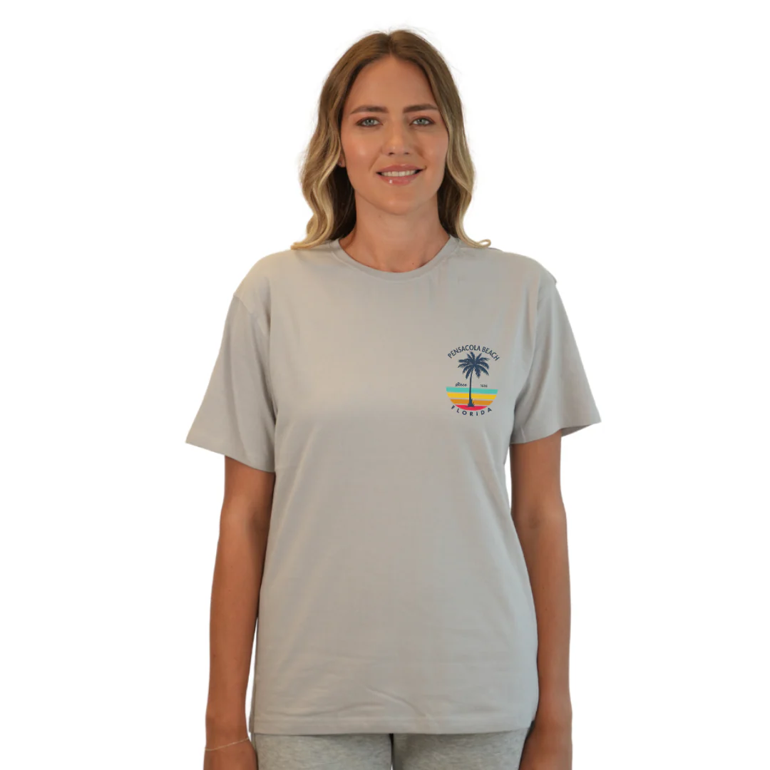 Pensacola Beach  Palm Tree/ Stripes Combed/Cotton Women T-Shirt Style Cc1000 - Image 16