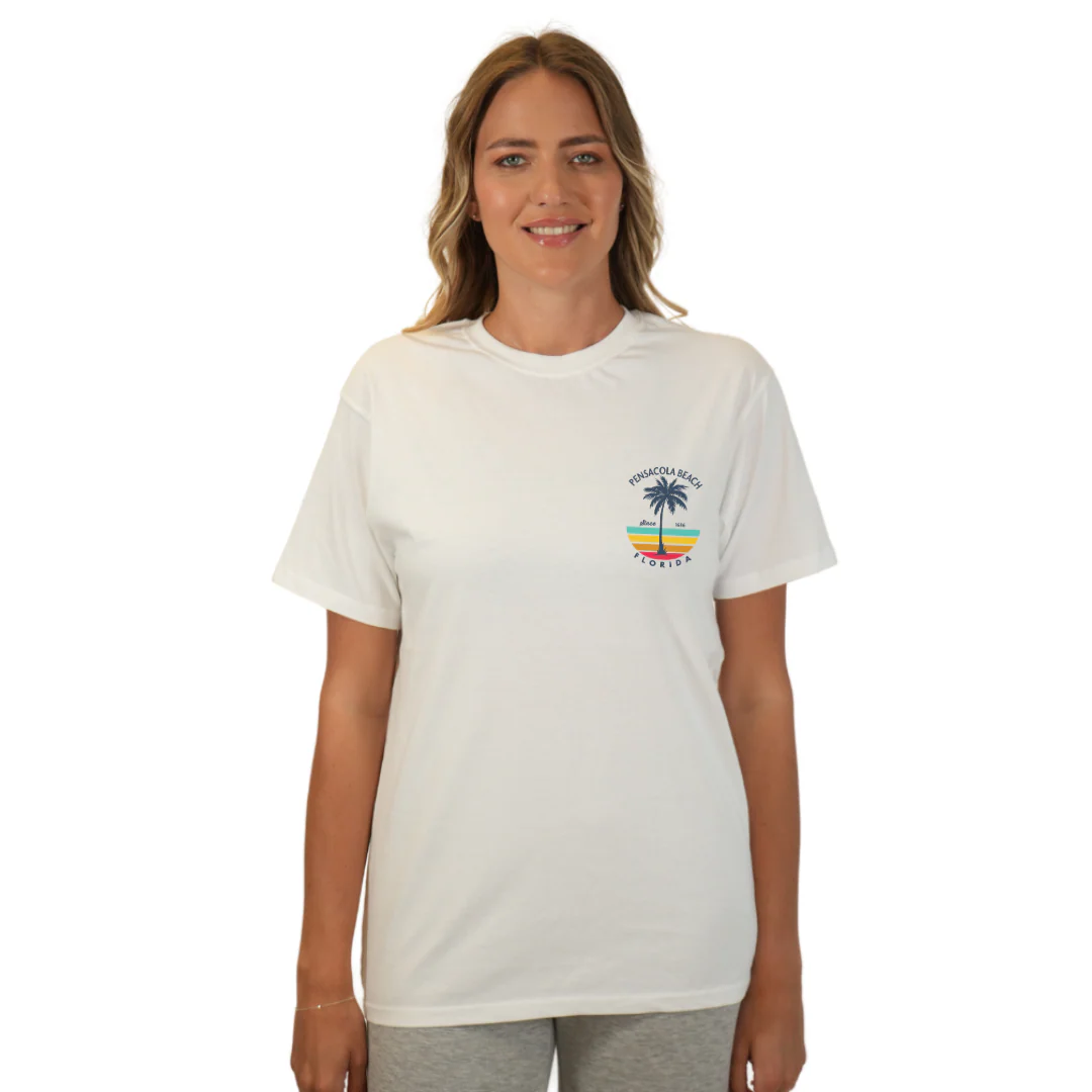 Pensacola Beach  Palm Tree/ Stripes Combed/Cotton Women T-Shirt Style Cc1000 - Image 20