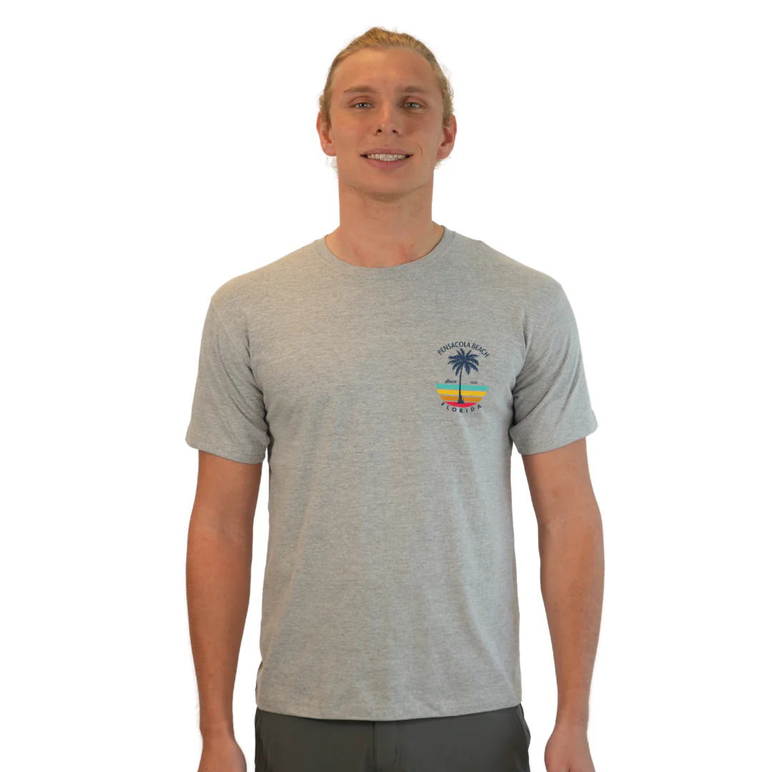 Pensacola Beach  Palm Tree/ Stripes Combed/Cotton Men T-Shirt Style Cc1000 - Image 13