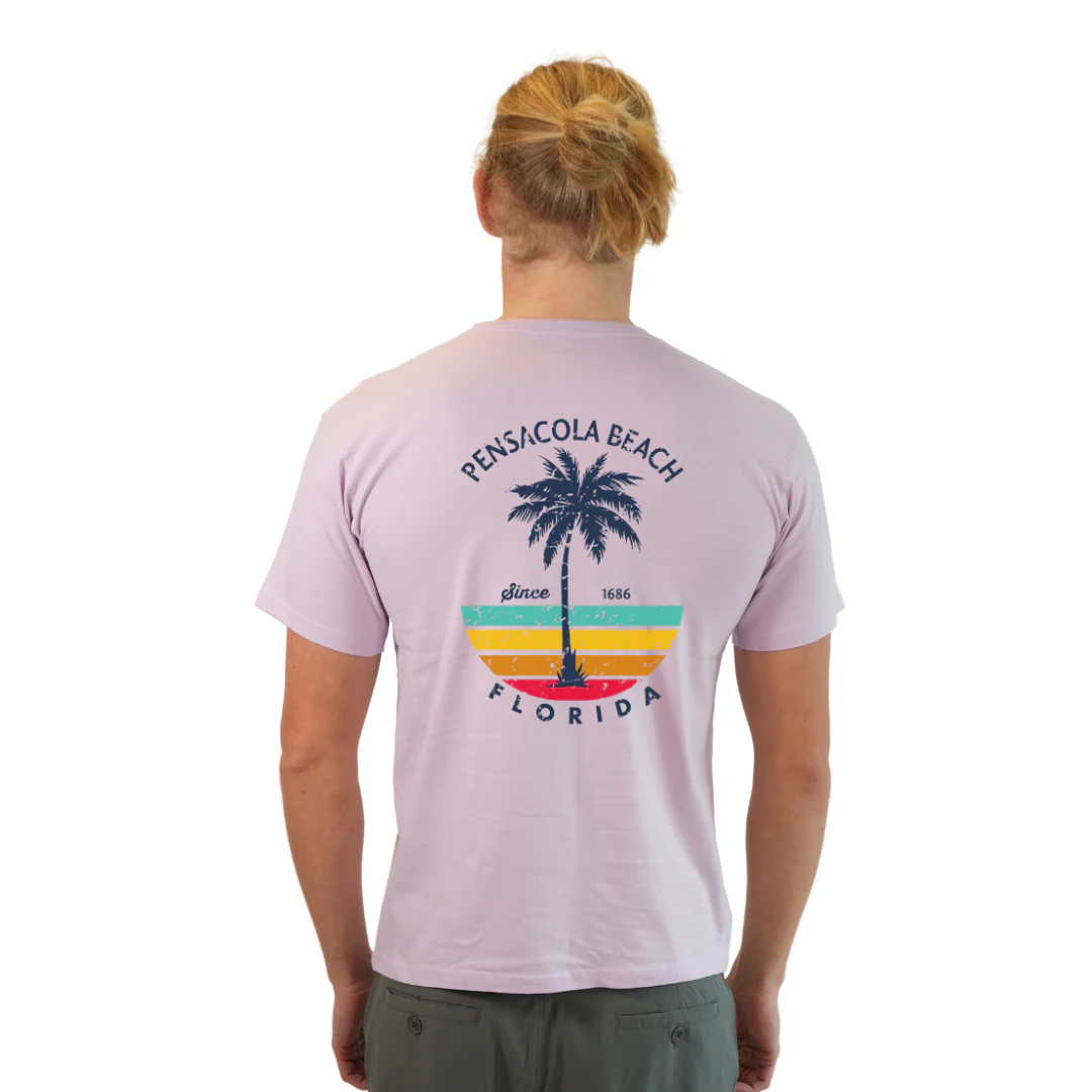 Pensacola Beach  Palm Tree/ Stripes Combed/Cotton Men T-Shirt Style Cc1000 - Image 20