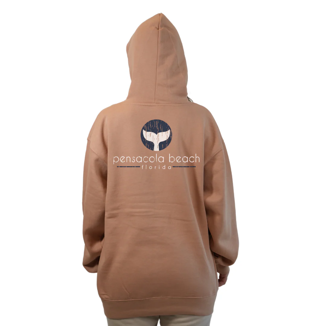 Pensacola Beach Pullover Hoodie Women with front Whale Tale pocket design and back big  Whale Tale Design Style 252 - Image 12
