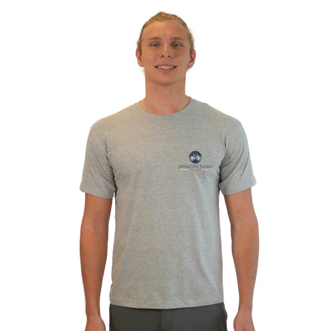 Pensacola Beach with front Bycicle pocket design and back big Bycicle Design T-Shirt Men Style CC1000 - Image 5