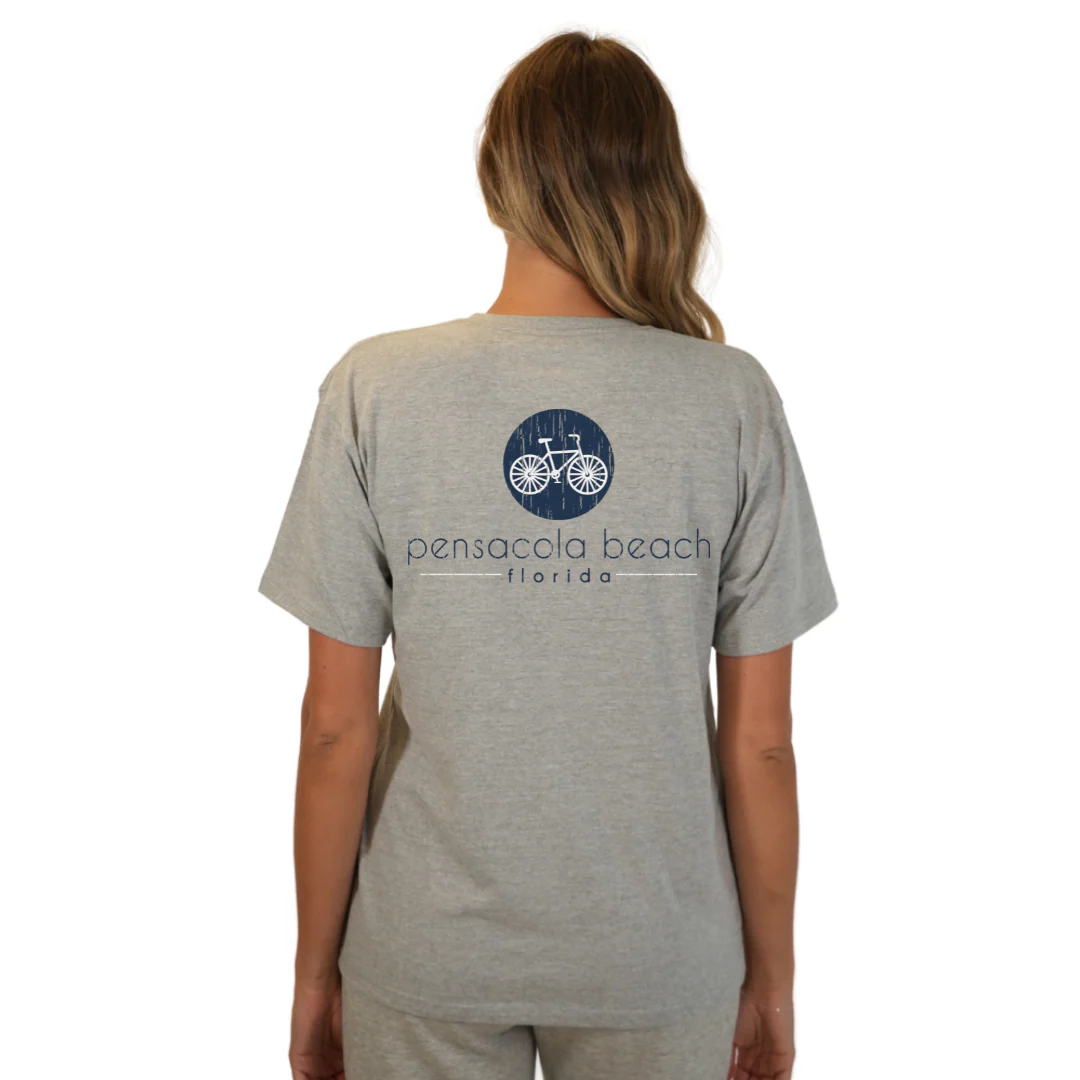 Pensacola Beach with front Bycicle pocket design and back big Bycicle Design T-Shirt Women Style CC1000 - Image 8