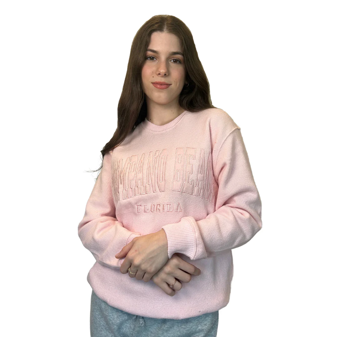 Pompano Beach Fl, Nantucket Crewneck W/ City Name Applique Style Ap267 - Image 2