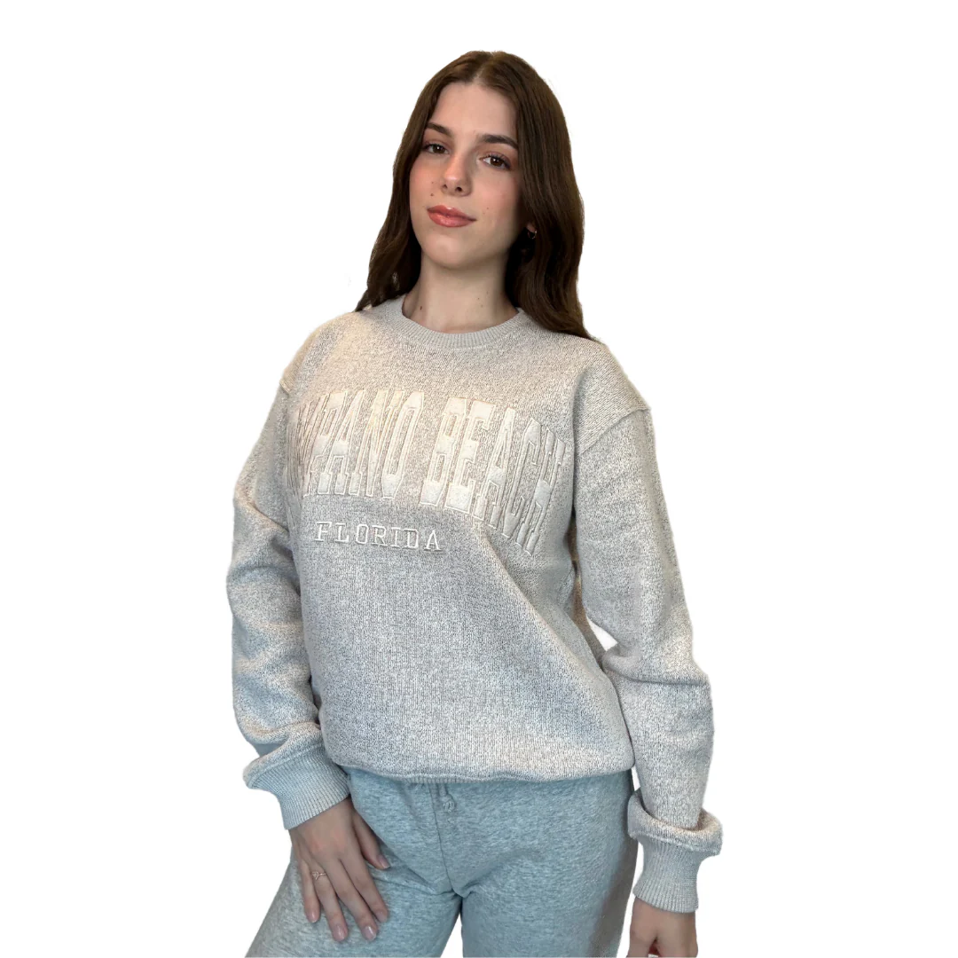 Pompano Beach Fl, Nantucket Crewneck W/ City Name Applique Style Ap267 - Image 3