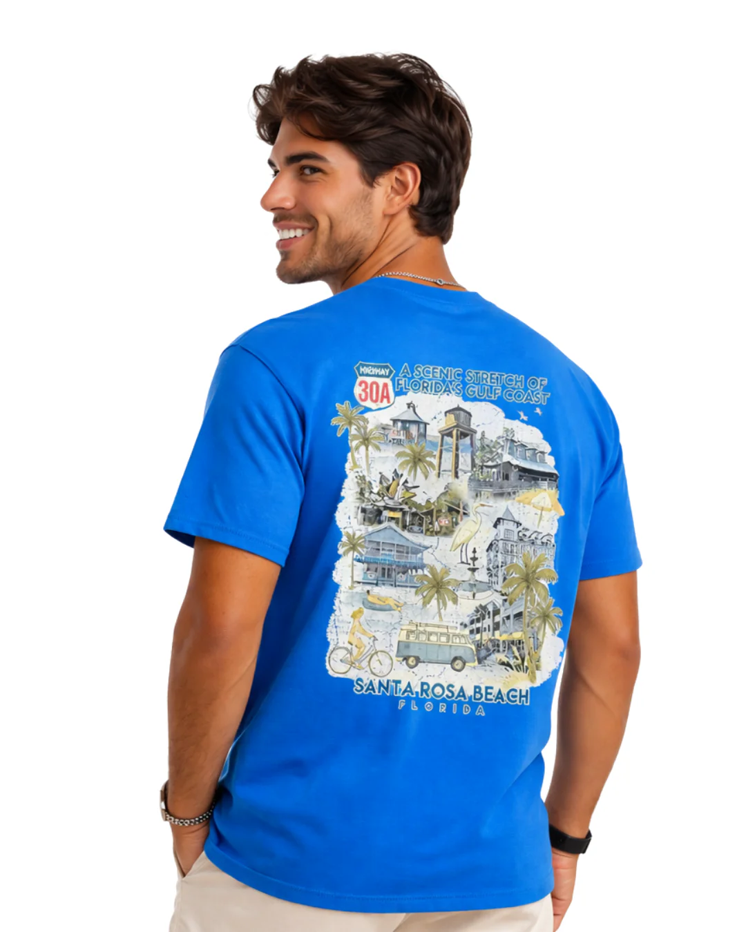 Santa Rosa Beach, Fl 30A Design Men’s T-Shirt - Image 2