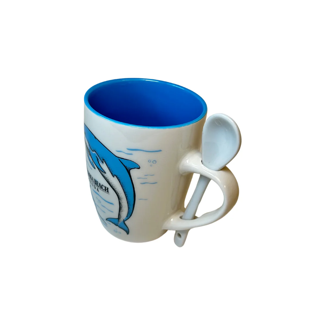 Santa Rosa Beach, Fl Dolphins Mug With Spoon - Image 3