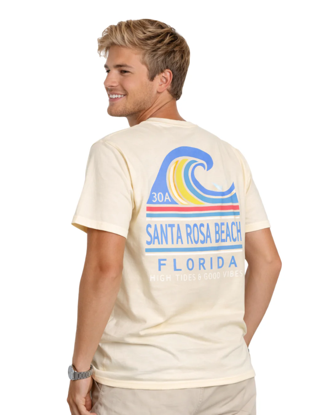 Santa Rosa Beach, Fl Good Vibes Design Men’s T-Shirt - Image 2